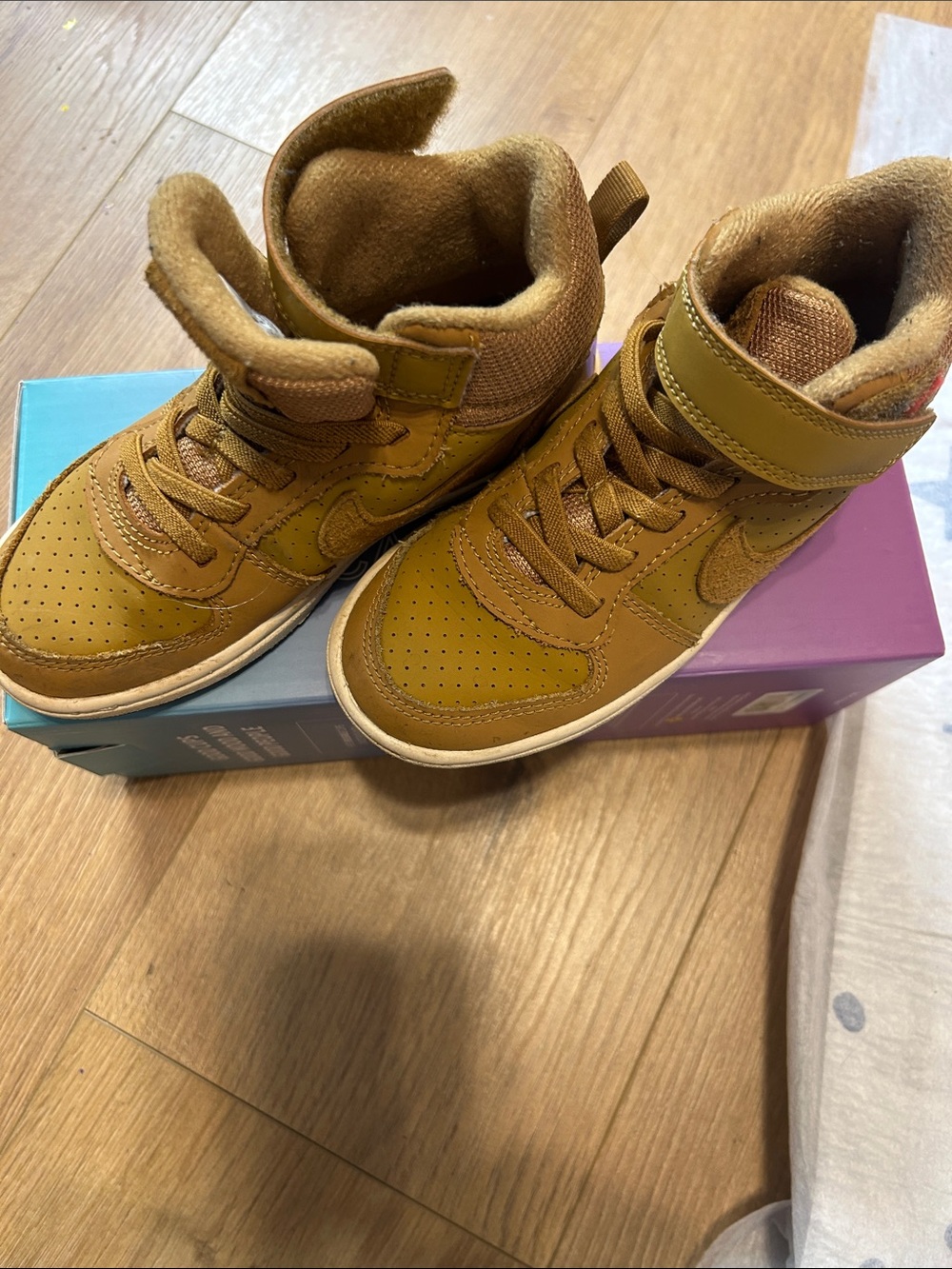 Nike Kids High-Top Sneakers in Tan/Brown